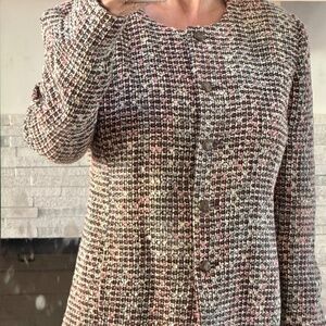 Koret Multicolored Collarless Tweed Jacket Size 18